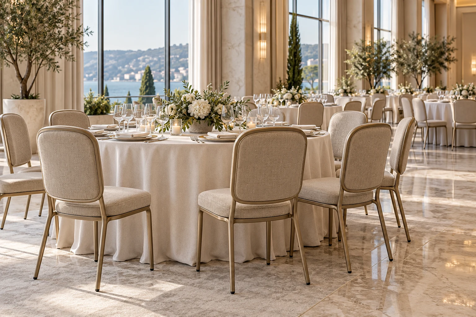 Hilton sandalyelerle hazırlanmış konsept otel salonu